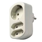 Adaptador bipolar triple 1 toma con TT y 2 sin TT (Famatel 1304)