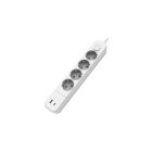 Base múltiple con cable y con interruptor blanca de 4 tomas + USB y USB-C (F-Bright 1001715)
