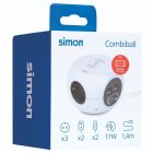 Base múltiple Combiball de 3 tomas + 2 USB, 2 USB-C y carga inalámbrica (Simon BM516306)