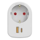 Adaptador una salida + USB y USB-C de carga rápida blanco 30W 16A (Simon CL610306)