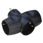 Adaptador triple salida lateral schuko TT negro 16A (Simon  CL118314)