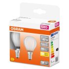 Pack de 2 lámpara esférica fil Led mate Retrofit  E14 4W 2700K (Osram 132894)