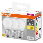 Pack de 3 lámpara esférica Led mate Base E27 4W 2700K (Osram 113022)