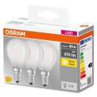 Pack de 3 lámpara esférica Led mate Base E14 4W 2700K (Osram 819399)