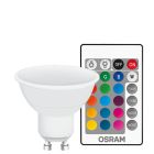 Lámpara Led Retrofit GU10 2700°K + RGB con mando a distancia 4,5W 250Lm (Osram 4058075045750)