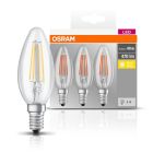 Pack de 3 lámparas vela cristal Led Retrofit clara E14 4W 2700°K 470Lm (Osram 4058075819313)