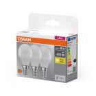 Pack de 3 lámparas esféricas Led mate Base E14 4,9W 2700K (Osram 4058075090507)