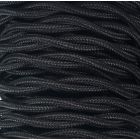 Bobina 25m. cable decorativo textil trenzado negro mate (CABEXT2P19)