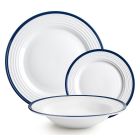 Set 12 piezas vajilla Provence blanco ribete azul (Ibili 693500)