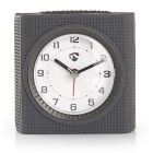 Reloj despertador analógico a pilas gris (Nedis CLDK004GY)