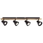 Regleta 4 focos serie Miko negro y madera GU10 (Jueric 10271)