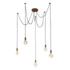 Lámpara colgante de 5 cuerdas Cord E27 cobre antiguo (Trio Lighting 310100561)