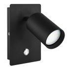 Aplique de pared negro GU10 de aluminio con interruptor (F-Bright 2076002-N)