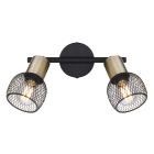 Regleta 2 focos serie Fiastra  metal negro y latón envejecido E14 (Globo 54028-2)
