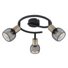 Plafón 3 focos serie Fiastra metal negro y latón E14 (Globo 54028-3)