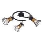 Regleta metal negro dorado Purra 3xE14 (Globo 54814-3)