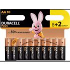 10 uds. pilas Duracell Plus alcalina LR06-AA (Blíster)