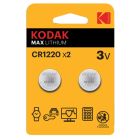 2 uds. pilas de botón Kodak Max Lithium CR1220 3V (Blíster)