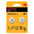 2 uds. pilas de botón Kodak Max Lithium CR2025 3V (Blíster)