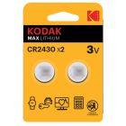 2 uds. pilas de botón Kodak Max Lithium CR2430 3V (Blíster)