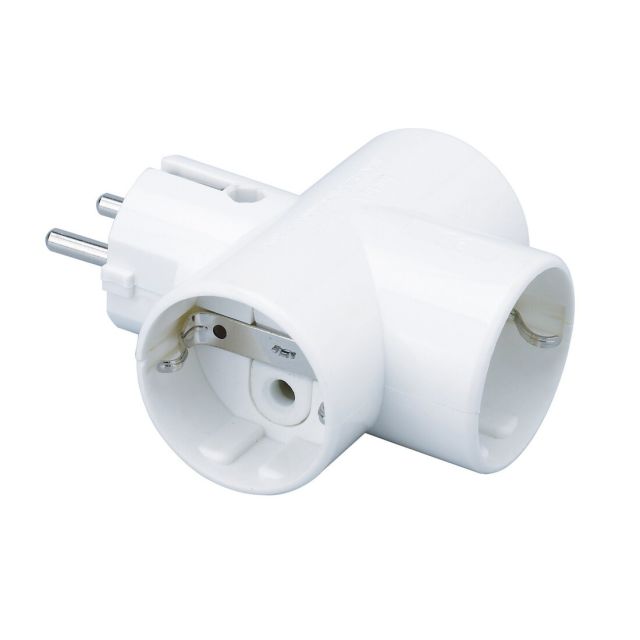 Adaptador triple TTL interior porcelana blanca 3680W (F-BRIGHT 1101070/B) (Blíster)