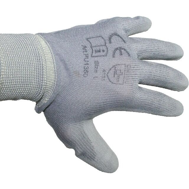 2 pares de guantes de poliéster y poliuretano grises talla XL (Mader 96390)