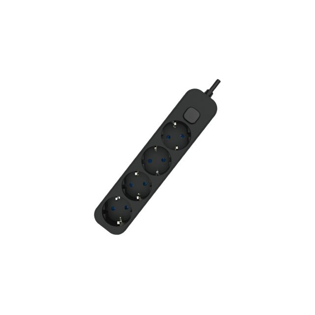 Base múltiple 4T con interruptor y cable 1,5m. negra (F-Bright 1001712-N)