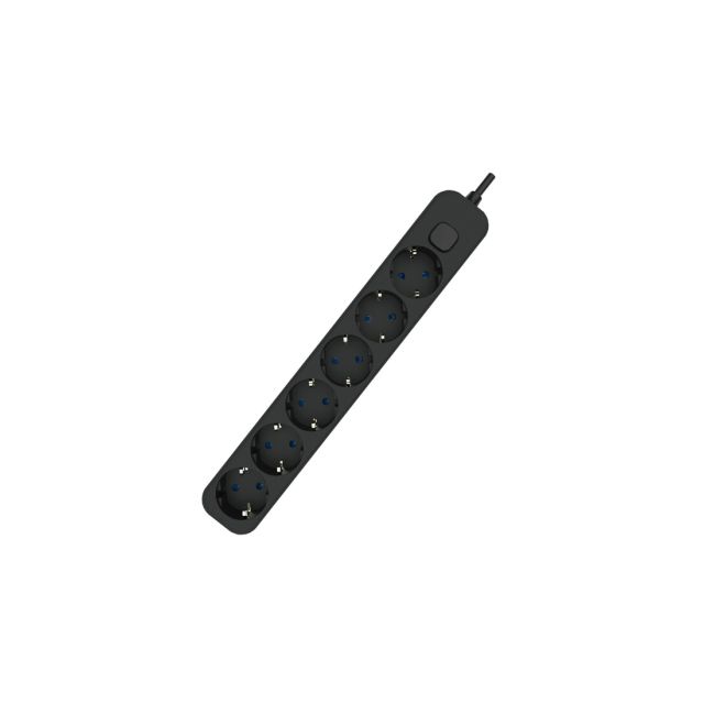 Base múltiple 6T con interruptor y cable 1,5m. negra (F-Bright 1001714-N)