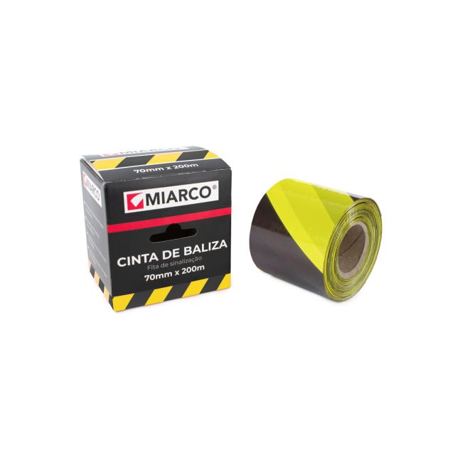 200m. cinta señalizadora amarillo y negro 70mm (Miarco 5824)