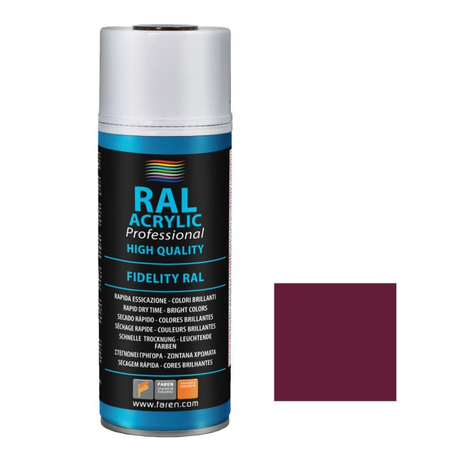 Spray de pintura burdeos RAL 4004 400ml. (Faren 6VU400)