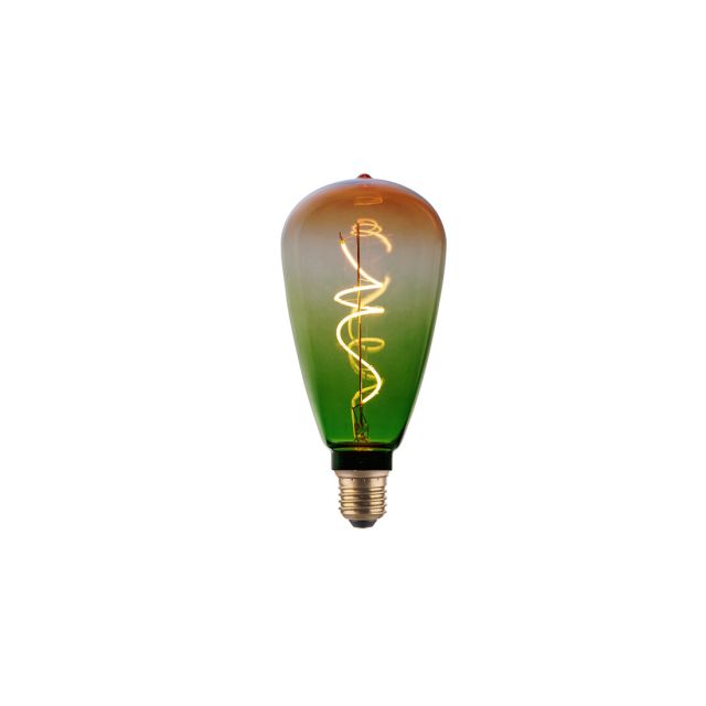 Lámpara Edison filamento Led decorativo verde naranja E27 4W 1800K 216Lm (F-Bright 2601272-V)