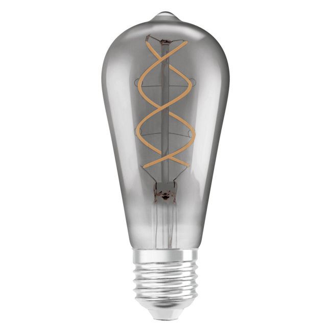 Lámpara pera cristal Led espiral Smoke Vintage 1906 Edison E27 4W 1800°K (Osram 091315)