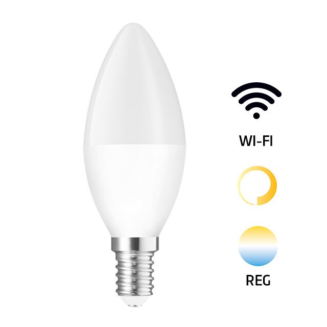 Lámpara vela Led Smart regulable de 2700°K a 6500°K + intensidad 5W 410Lm (Spectrum WOJ+14414)