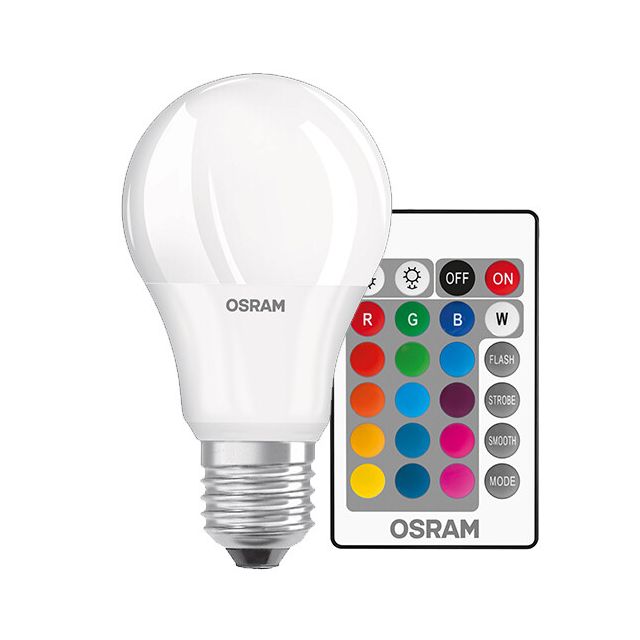 Lámpara standard Led Retrofit 2700°K + RGB con mando a distancia 9W 806Lm (Osram 4058075045675)