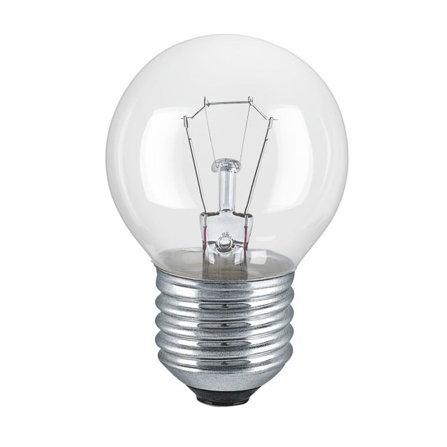 Lámpara incandescente esférica reforzada uso industrial E27 40W 350Lm 45x78mm.