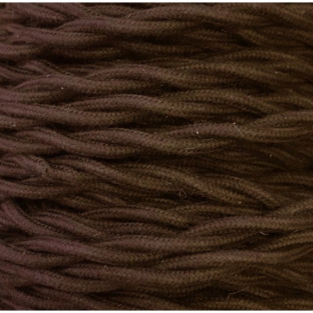 Bobina 50m. cable textil decorativo trenzado algodón marrón 2x1,5mm.(Cordón D'or TRECCIA 2X1.5 MARRON)