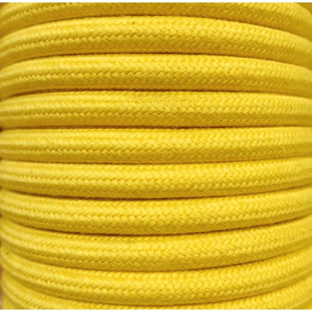 Bobina 15 metros cable decorativo textil amarillo algodón liso (CIR62AL04)