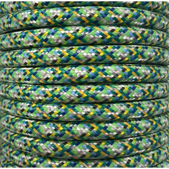 Bobina 25 metros cable decorativo textil verde pixel brillo (CIR62PI03)