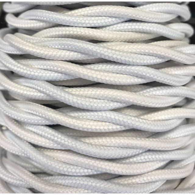 Tira 5m. cable decorativo textil trenzado blanco (CABEXT2P01)