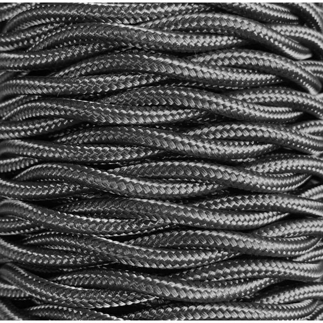 Tira 5m. cable decorativo textil trenzado grafito (CABEXT2R14)