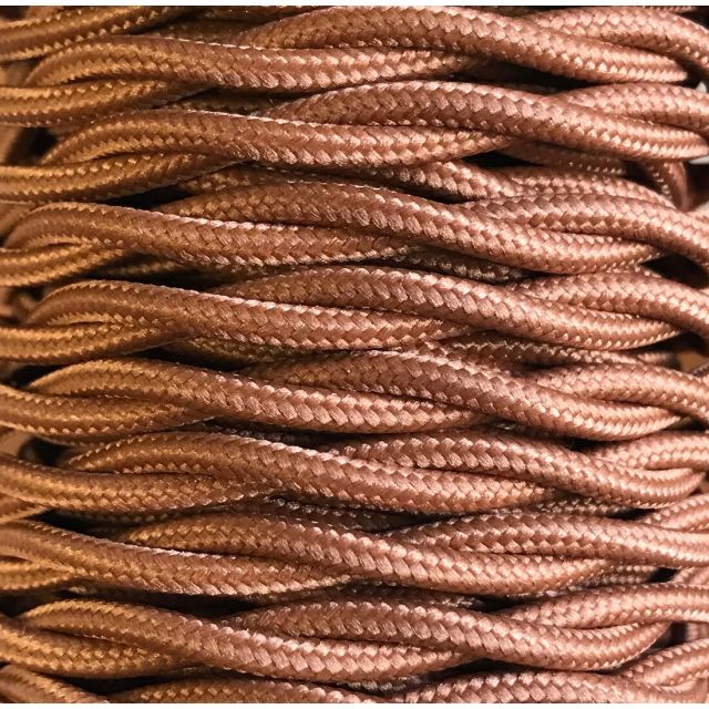 Tira 5m. cable decorativo textil trenzado marrón (CABEXT2P14)