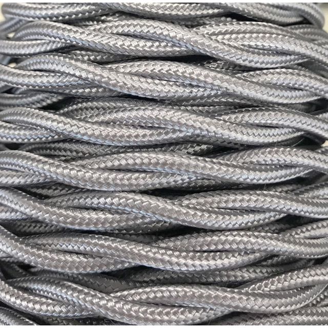 Tira 5m. cable decorativo textil trenzado plata (CABEXT2R13)