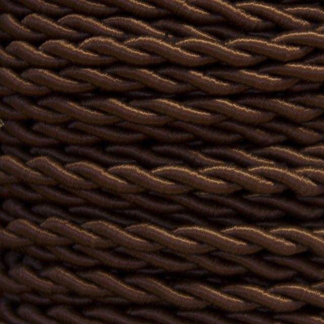 Bobina 50m. cable textil decorativo trenzado seda marrón 2x0,75mm.(Cordón D'or CAB00013020)