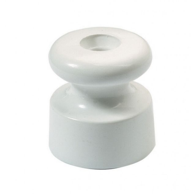 Aislador de porcelana blanco para cable trenzado ø20mm. (Fontini Garby 30 913 17 0)