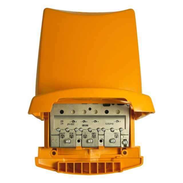 Amplificador de mástil terrestre de alta ganancia 4 entradas:FM-BIII/DAB-UHF-UHF (Televes 535840)