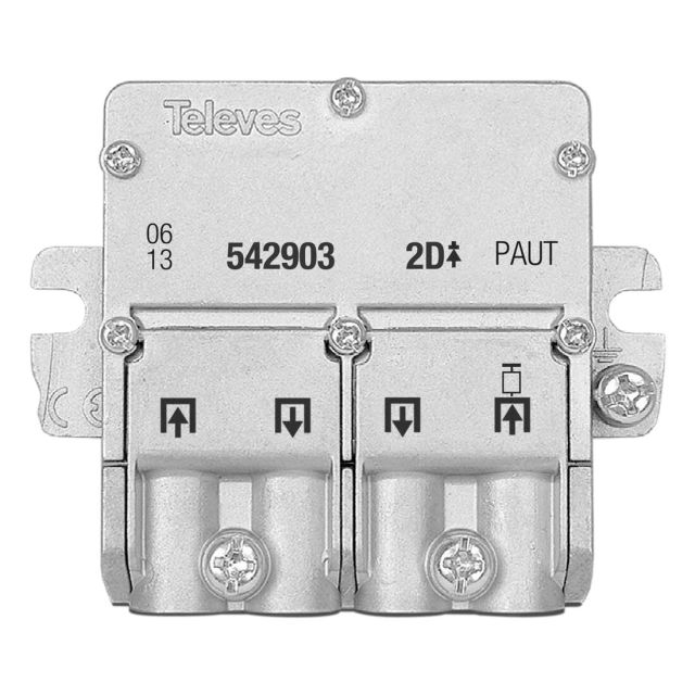 Mini-repartidor con PAU EasyF 2 direcciones para señales SMATV (Televes 542903) (Granel)