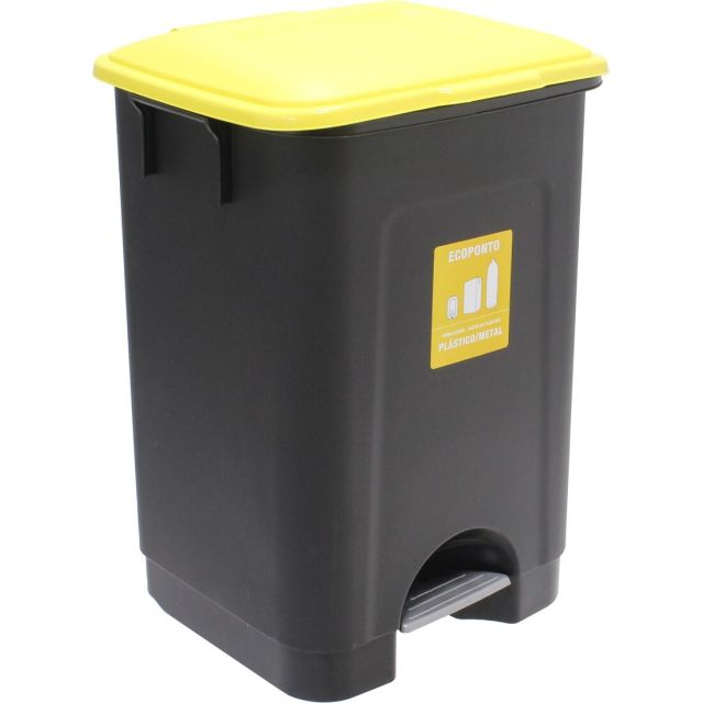 Cubo de basura con pedal amarillo 35L (Mader 06030)