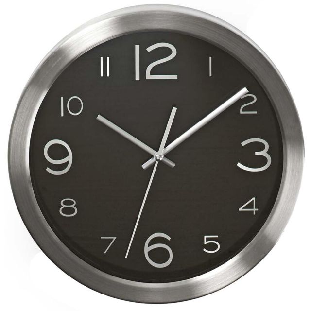 Reloj de pared negro de acero inoxidable ø30cm (Nedis CLWA010MT30BK)