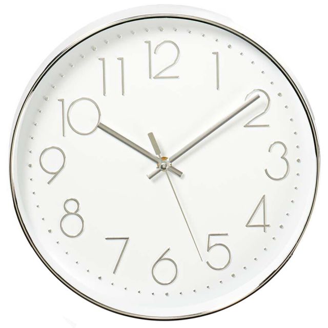 Reloj de pared blanco y plata Ø30cm (Nedis CLWA015PC30SR)