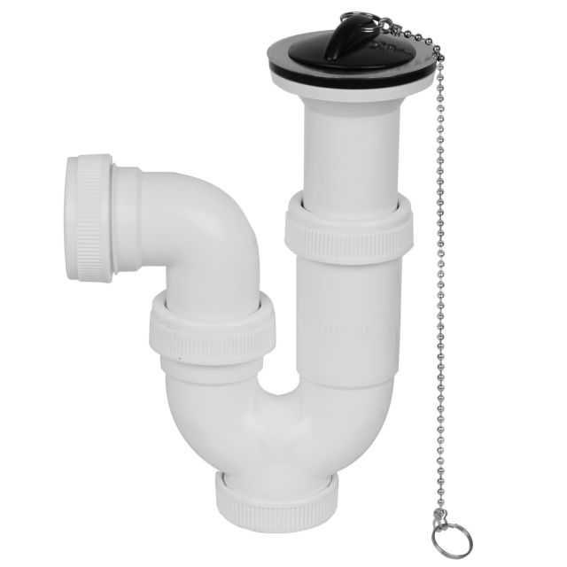 Sifón curvo lavabo-fregadera con válvula 1" 1/2 PVC (Mirtak BO-43451)